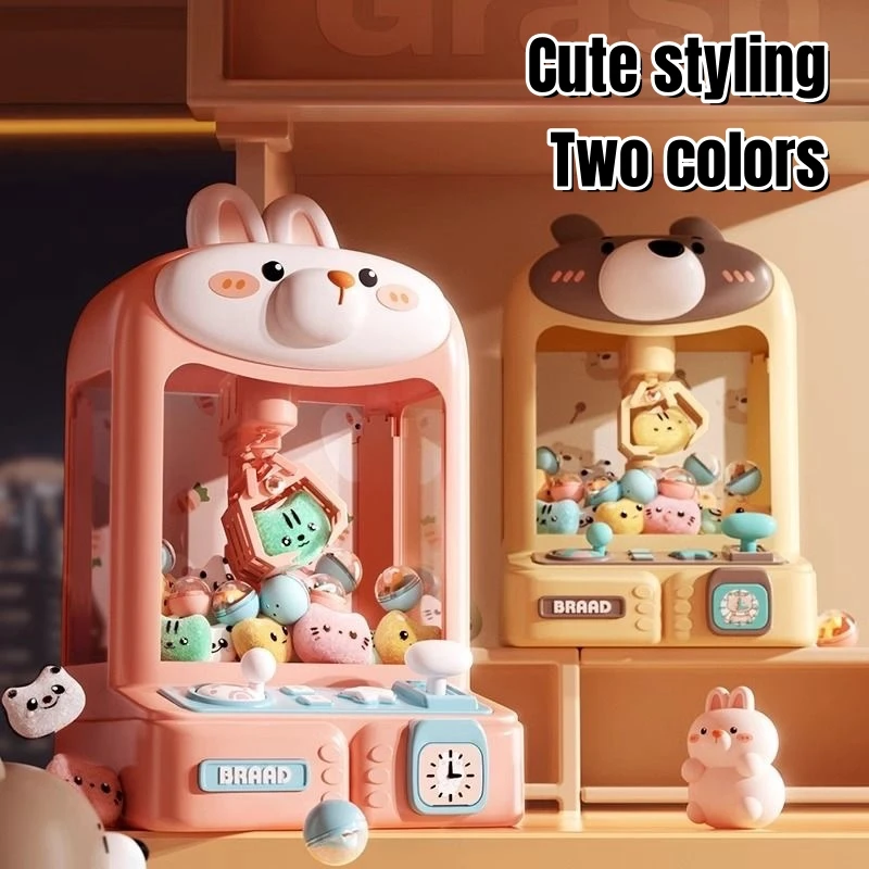 Cartoon Mini Claw Machine Toys for Kids DIY Gashapon Plush Prizes Vending Doll Machines Kit Children Birthday Christmas Gifts 6