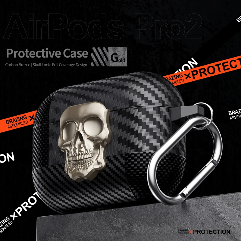 Suit Thug Skull Series Carbon Fiber Headphone Case with Hook