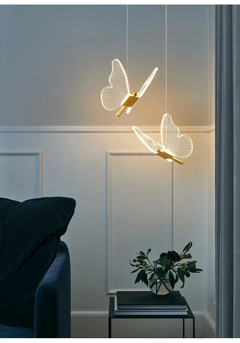 Butterfly LED Wall Lamp Indoor Lighting Home Bedroom Bedside Pendant Lamps Living Room Decoration Interior Wall Light Hanging