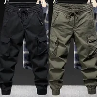 Trendy Brand Casual Cargo Pants Men's Loose Fit Solid Color Cargo Pants American Style Casual for Spring Autumn 1