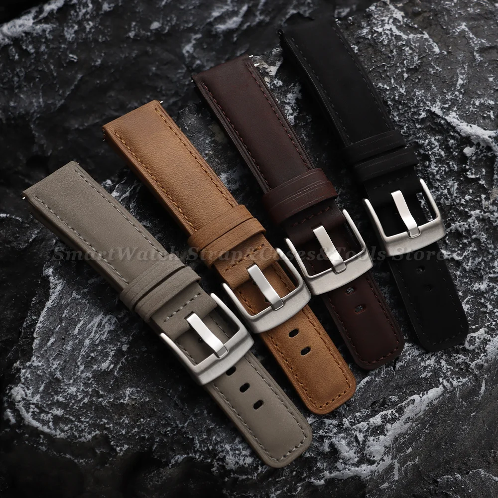 Vintage Brown Matte Leather Watch Band - Universal Quick Release