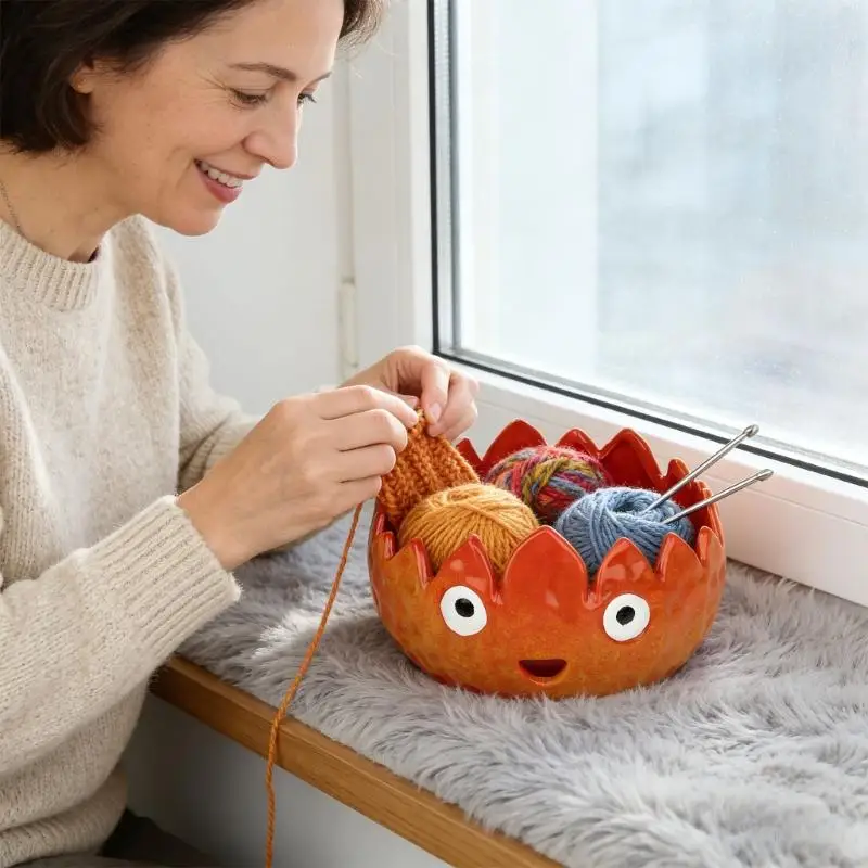 Kunstvoller, flammgeformter Thread Owner Steingutstoff für einfache Häkel- und Strickprojekte, Aufbewahrungslösung D2RD – Detail 9