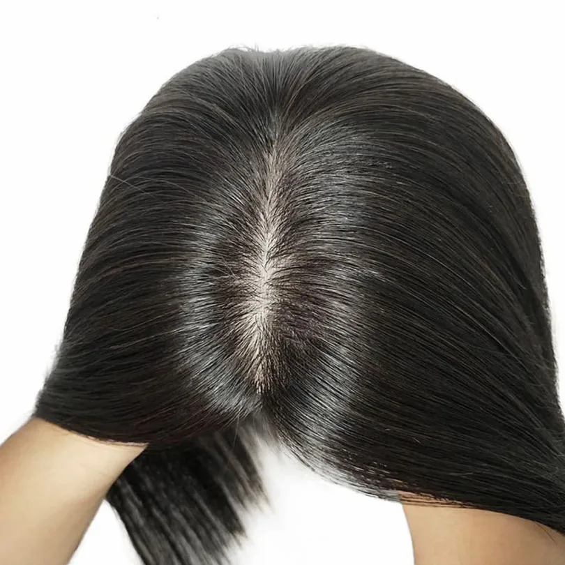 Human Hair Toppers Silk Hair Toppers 6x6 inch Injected Silk Skin Base Women Virgin European Hair Toupee Clips Natural Scalp Top