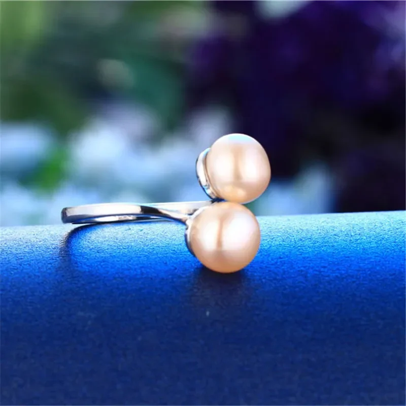 Dainashi 100% Genuine Freshwater Cultured Pearl Ring Fashion Design 925 Sterling Silver Simple Open Adjustable Ring for Women silver rings silver ring