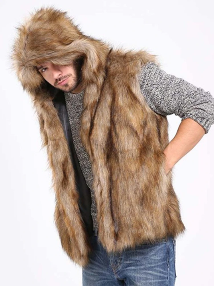 Men's Imitation Fur Mink Vest Men's Vest Coat Casual Fit Trend Short Imitation Fur Coat 3