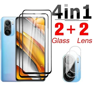 4in1 Screen Protector Protective Glass On The For Xiaomi Poco F3 Mi Pocof3 Pocophone F1 Pocofone F 1 3 Camera Lens Tempered Film