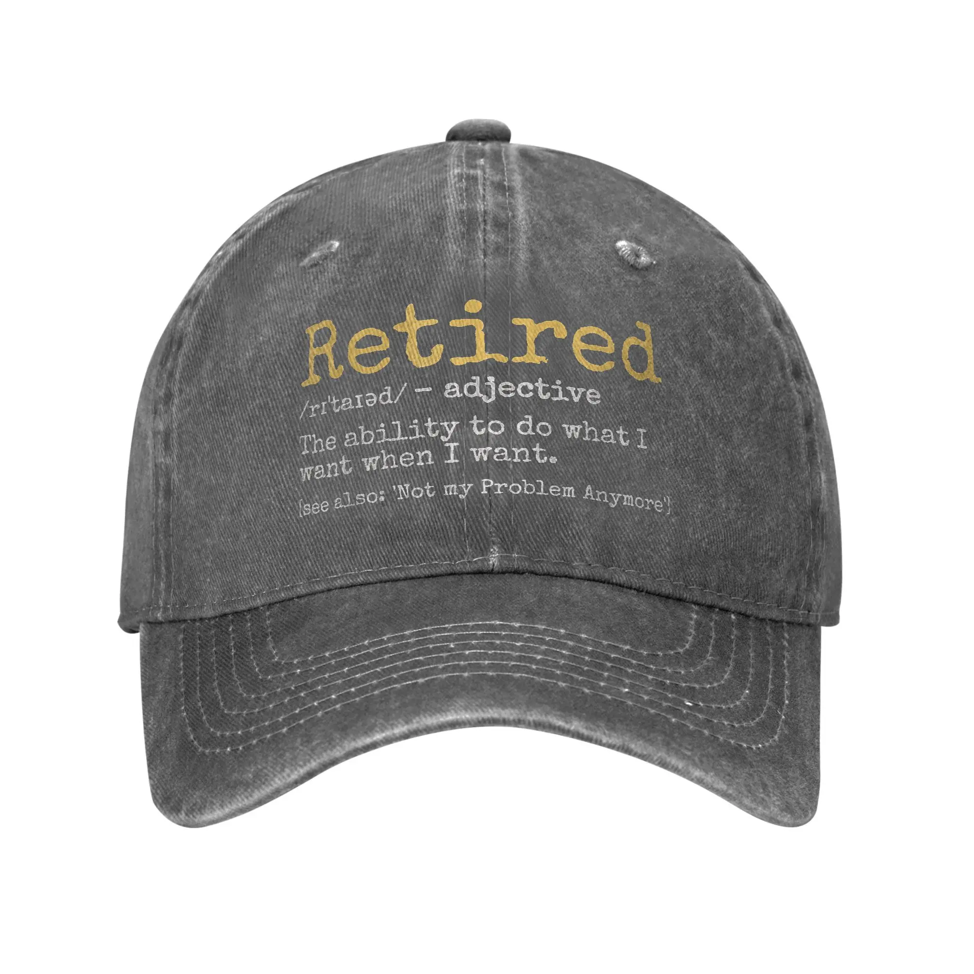 Fashionable Unisex Distressed Washed Snapback Cap - Funny Retirement Gag Baseball Hat