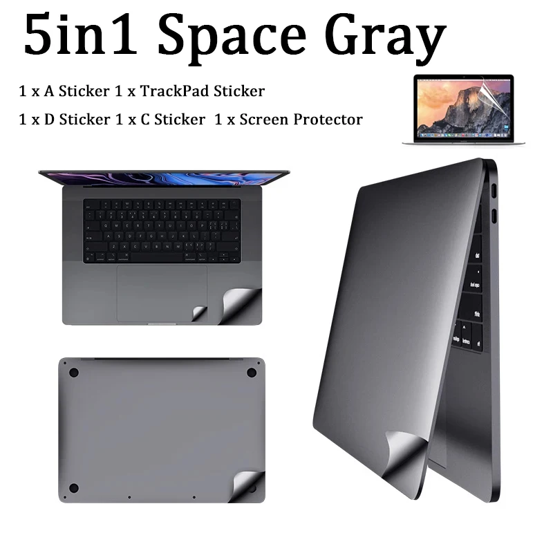 5 in 1 Full Body Protective Skin Bubble Free Decal Cover for MacBook Air 15 13.6 15.4 A2941 A3241 A2681 M4 Palms Body Guard