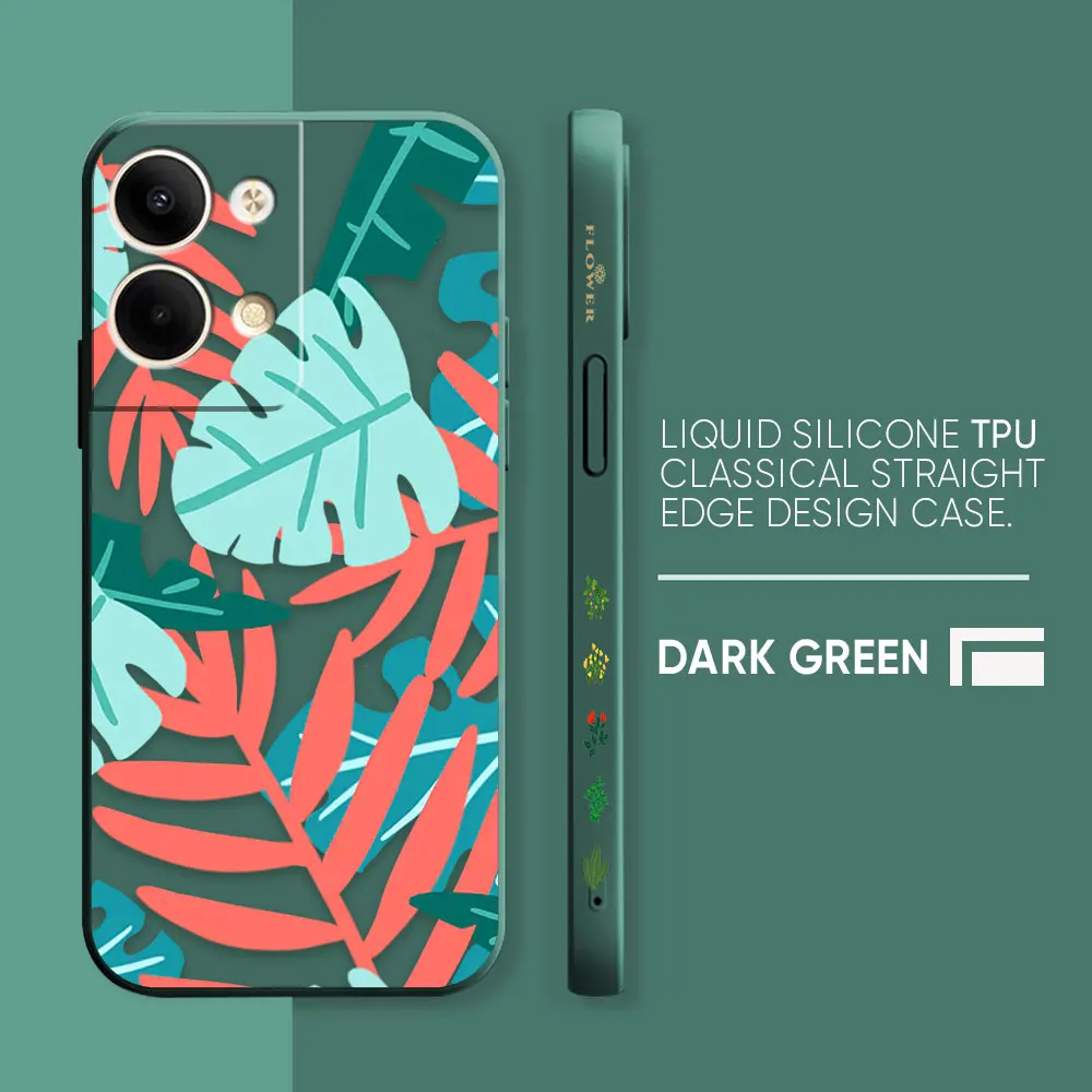 thumbnail image 1 of Case For OPPO RENO 8 7 9 6 7SE 5 4 4SE 4 3 4G 5G PRO PLUS Colour Simple Liquid Silicone Case Plants Leaf Art, 1 of 5