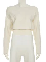 Solid Off-Shoulder Sweater Loose Slash Neck Long Sleeve Knitted Pullovers Women Autumn Winter Fashion Casual Lady - Image 4