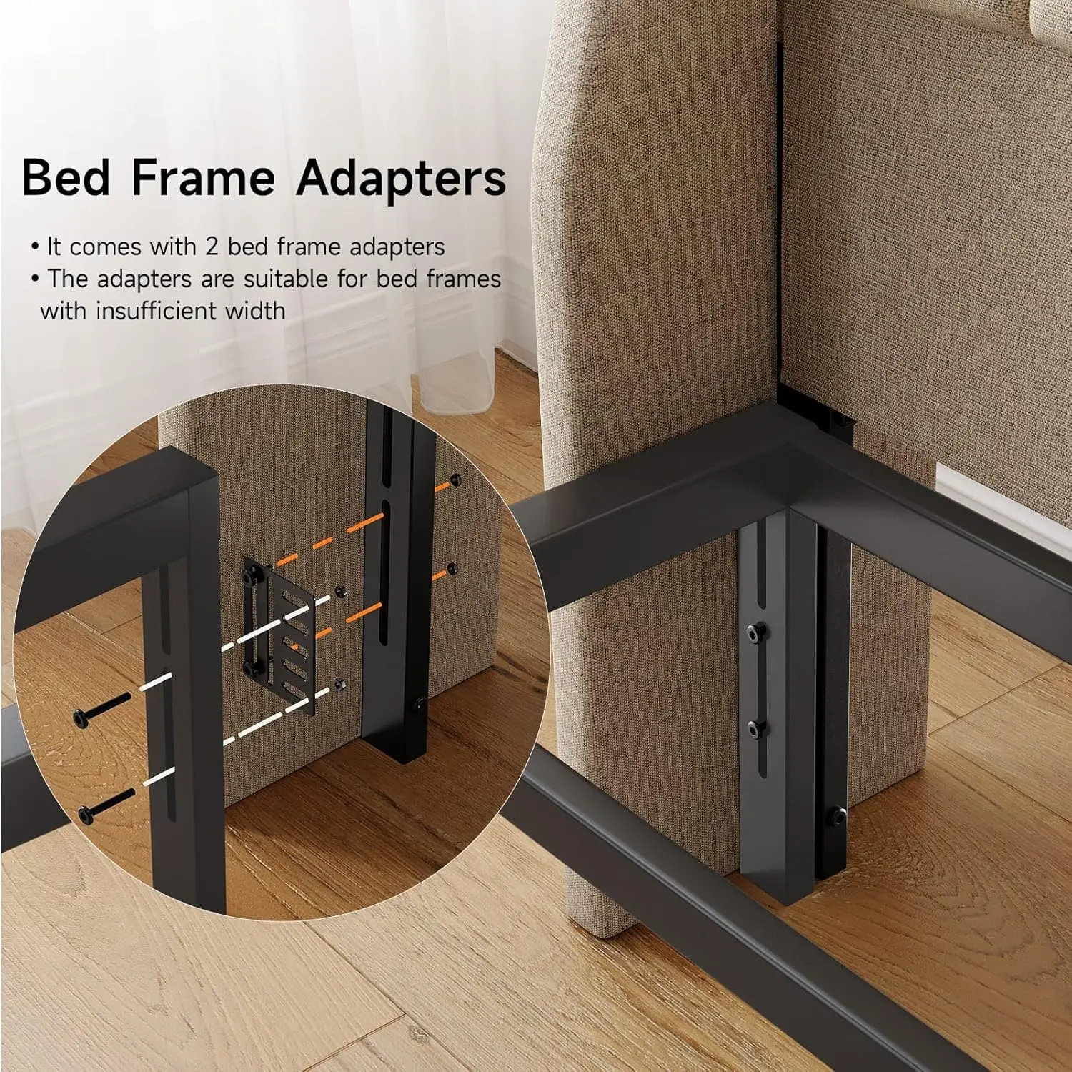 Ergonomic Upholstered Full Size Headboard w/Charging Station, Linen Wingback Headboards w/Storage Pocket, Full Headboard Only