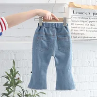 Baby Girl Jeans Fashion Flare Trousers Baby Girl Long Pants Spring Children Trousers 12 3 4 5Yrs Toddler Girl Single Layer Jeans 4