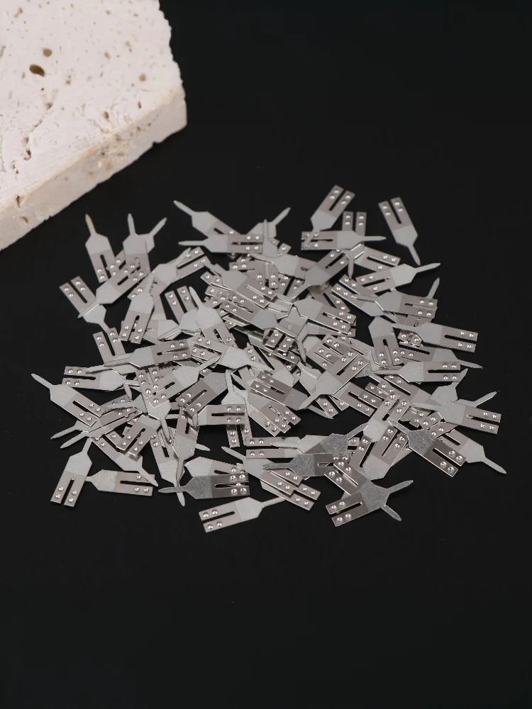 *TS 100Pcs 스테인레스 스틸 배터리 스폿 용접 패드 양극 및 음극 연결 패드 배터리 핀