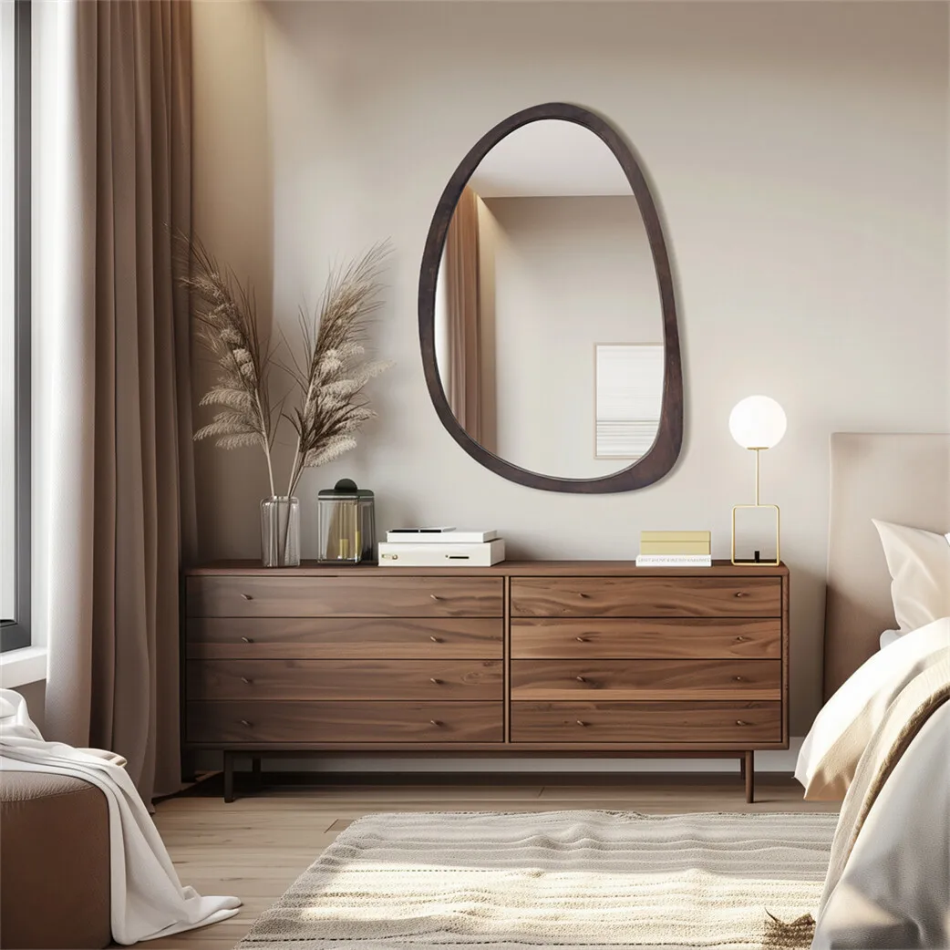 Irregular Walnut Wall Mirror 3