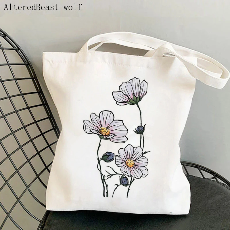 

Women Shopper bag beautiful Wildflowers Kawaii Bag Harajuku Shopping Canvas Shopper Bag girl handbag Tote Shoulder Lady Bag