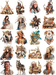 Vibrant Tribal Girls and Wolves Decorative Stickers Set for Crafts and Scrapbooking (2412)