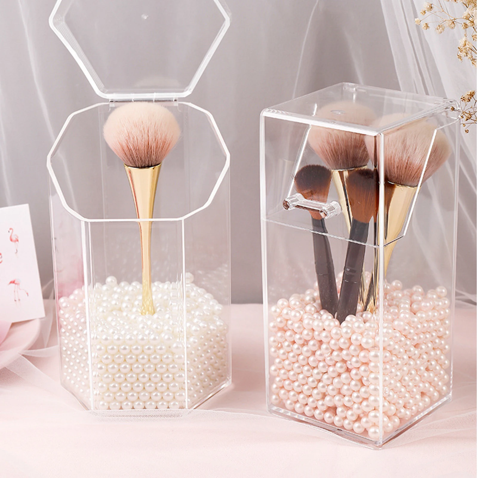 

Makeup Brush Holders Storage Box Transparent Acrylic Multipurpose Makeup Storage Box Dustproof Cosmetic Brush Organizer Box