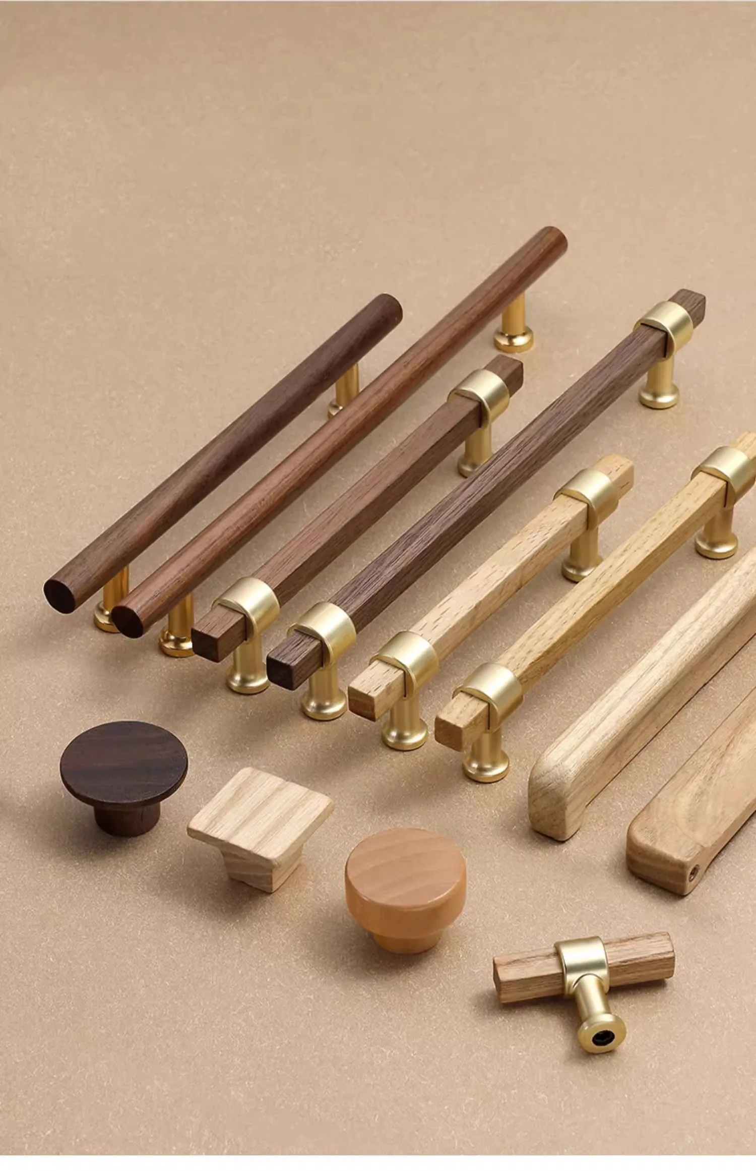Description Picture 6 of item1Pc High-grade Kitchen Cabinet Door Handle Solid Wood Drawer Knobs Wardrobe Handles Furniture Hardware Pulls with Screw