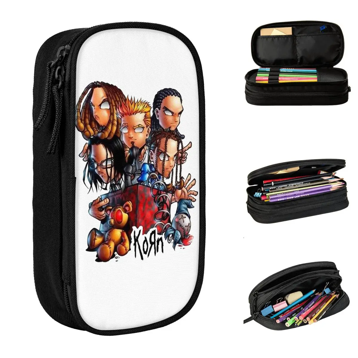 

Cute Korn Pencil Cases Music Rock Pencil Pouch Pen for Student Large Storage Bag Office Gifts Stationery
