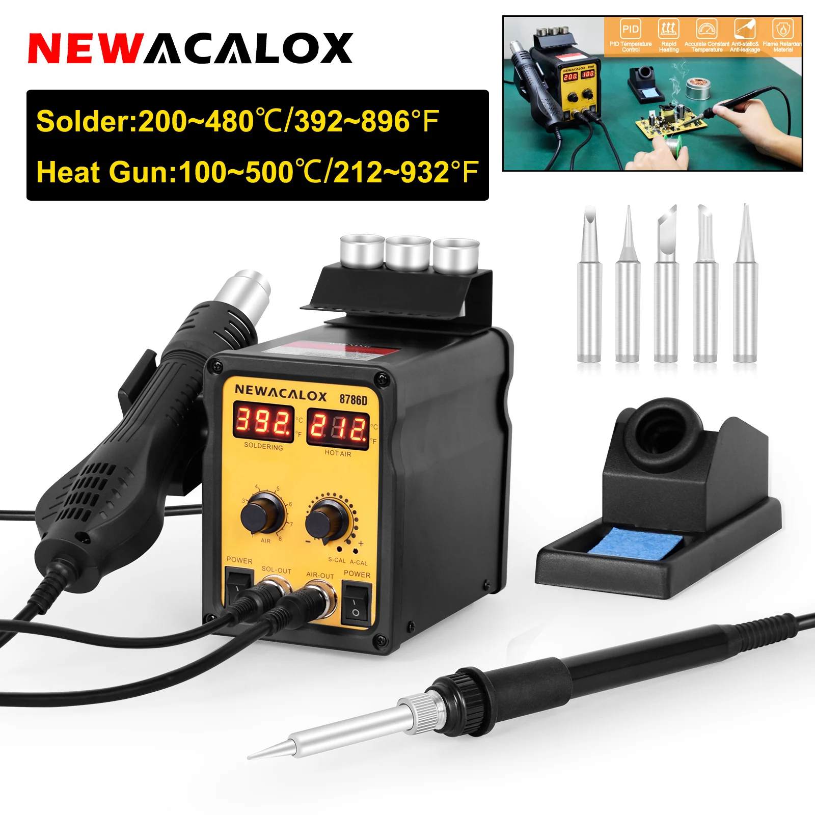 Newacalox 2in1 Digital Soldering Station Soldering Iron Hot Air