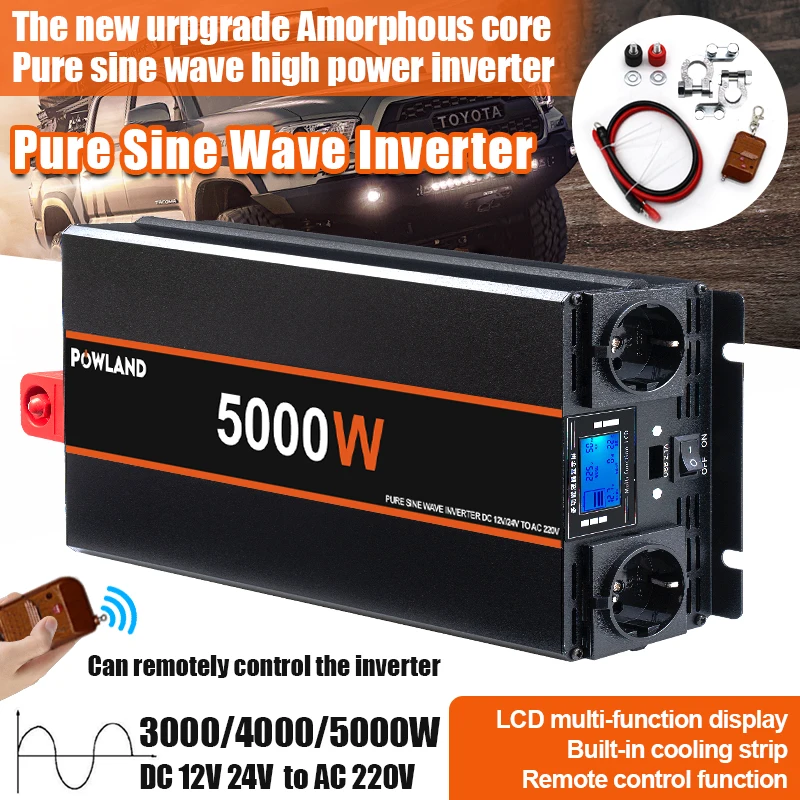 Inverter 5000W 4000W 3000W 2000W Da 12V 220V Remoto Onda - Foto 7