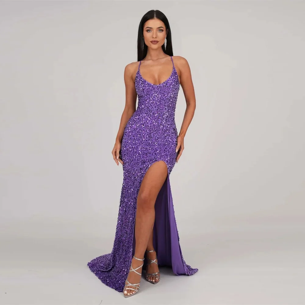 

2024 Long luxury Velvet Sequin Prom Dresses V-neck Lace Up Floor Length Formal Evening Gowns Wedding Guest Outdoor Party Dress