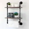 Industrial Pipe Shelf Bathroom Shelves Wall Mounted Rustic Wood Shelf with Towel Bar Farmhouse Towel Rack Over Toilet 1