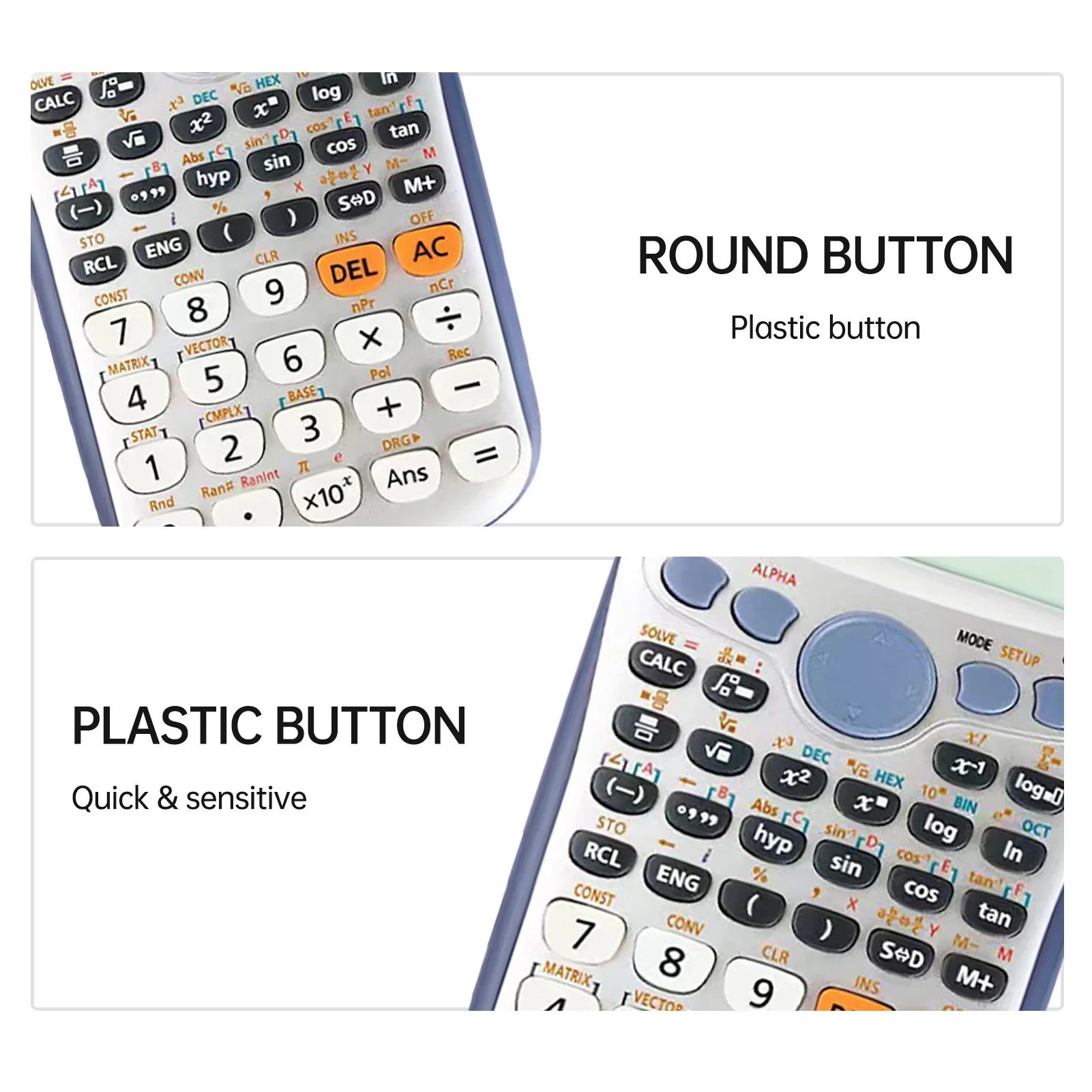 Scientific Calculators Math Calculator with 417 Function 10+2 Digits Display Dual Power Supply Ideal for Teachers Students - 2
