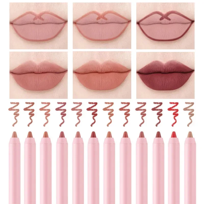 Lip Liner Pen Waterproof Matte 12 Color Outline Lip Shape Plumper Lipstick Pencil Lasting Non-fading Velvet Lip-Liner Makeup lip liner pencil lip liner lipliner pencil lipstick pencil