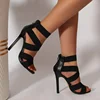Hot Sale Of The Season New Large Size Women's Roman Style Elastic Strap Fish Mouth Ultra Thin Heel High Heels Sandals Women's Sh