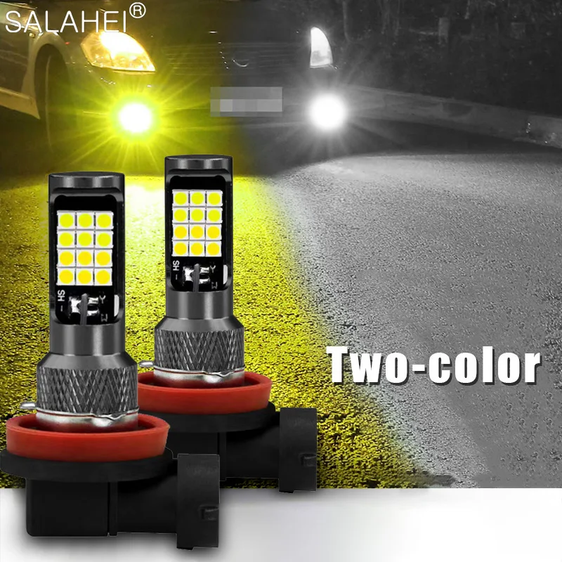 

Car LED Dual Colors Fog White Yellow Lamp H11 H8 H7 9006 HB4 881 880 H3 H7 24SMD 3030 2Pcs Auto Headlight Anti Fog Lighting Bulb