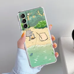 Cat Fishing Soft Clear Phone Case - Transparent Protective Cover - S22 Plus 5G (A1)