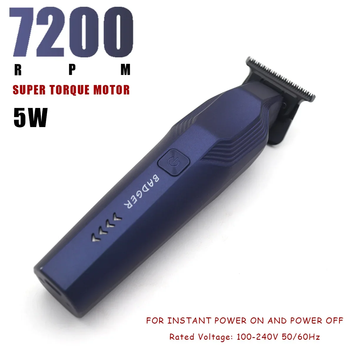 M4T Hair Trimmer 7200RPM PRECISE BLACK GRAPHITE T-shape Blades Powerful Silent Motor Revs Charging Base MEN