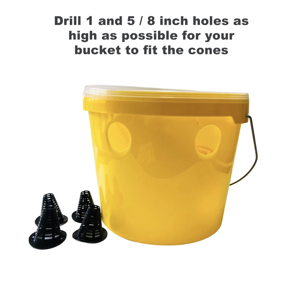 Portable 4-Pack Escape-Proof Insect Trap Accessory with Funnel Hole Saw Fly Bucket Trap Cones