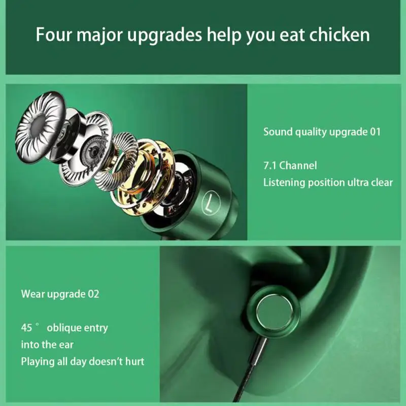 1~10PCS Jack Magnetic Gamer Wired Earphones Gaming Green Metal HiFi Bass Stereo 3.5mm Type C Earbuds For Phone Computer Mic 2