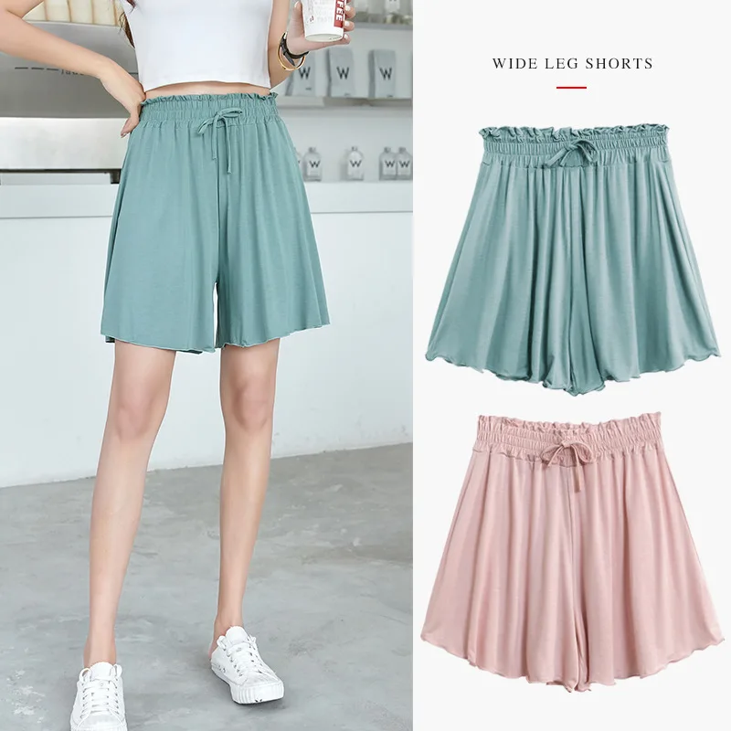 Sports Shorts Girl's Summer New High Waist Wide Leg Pants Casual Shorts Large Size Loose Modal