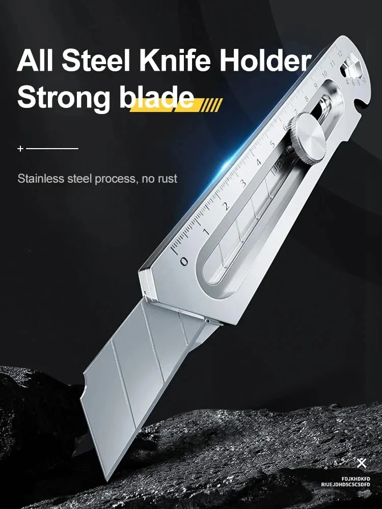 Stainless Steel Utility Knife Steel Wallpaper Knife Holder Durable Sturdy Fast Cutting Manual Lock For Comfortable Grip