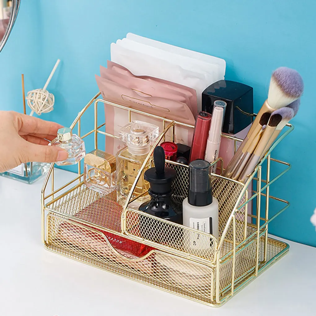 

Metal Easy-to-Assemble Desktop Storage Box For Home Essentials Stylish Organizer Storage Convenient rose gold 22 5 15 15cm