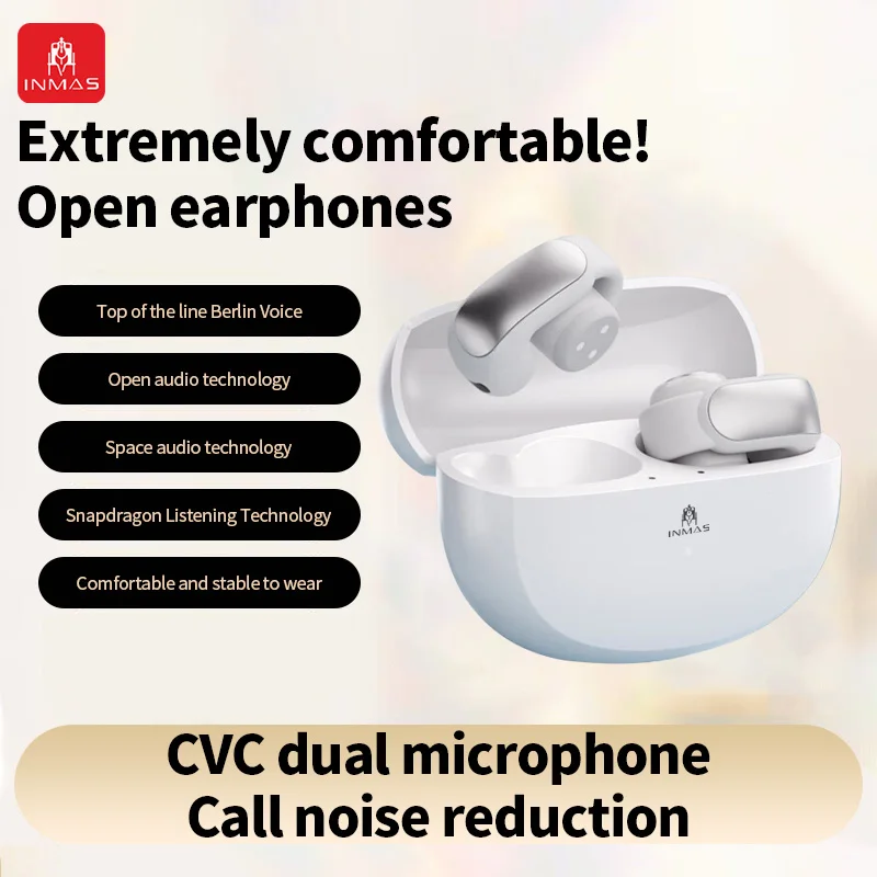 

INMAS Clip-on Wireless Bluetooth 5.3V12 Headphones Waterproof Professional Sports Gaming headphones Noise cancelling HD calls