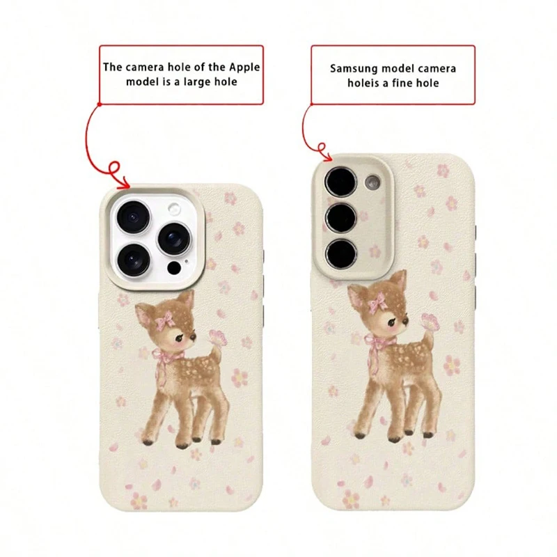 Cute Deer & Floral Pattern TPU Case