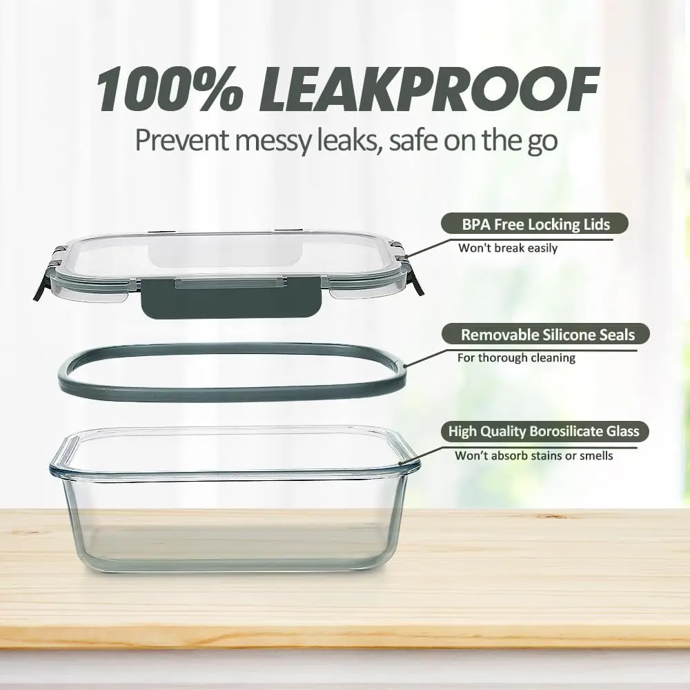 24 Pieces Glass Food Storage Containers Set, Airtight Glass Lunch Containers, Glass Meal Prep Containers with Lids,Exclusive 4