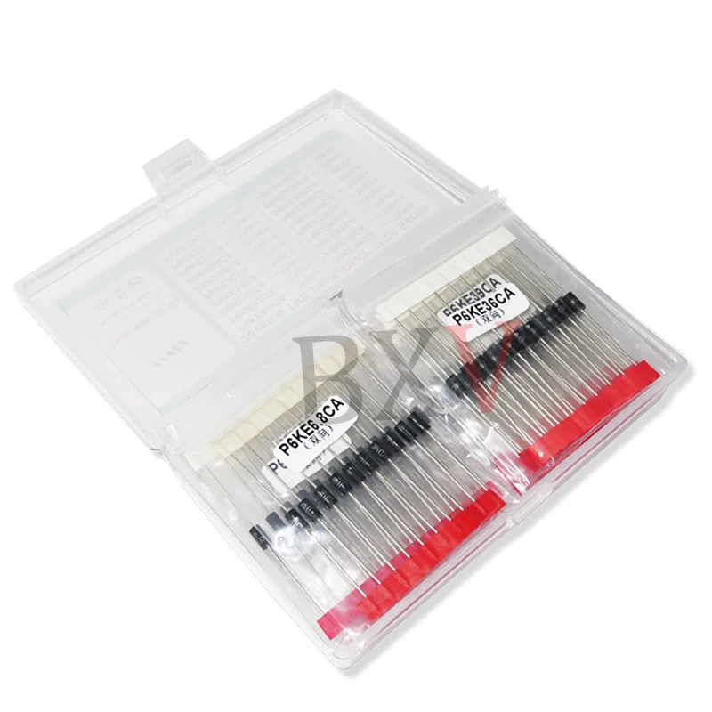 200Pcs-20Values Diodo P6Ke6.8A/Ca Kit Transistor Tvs 12/15/18/20/22/24/27/30/33/36/39/51/68/75/150/200/300/400/440/A/Ca