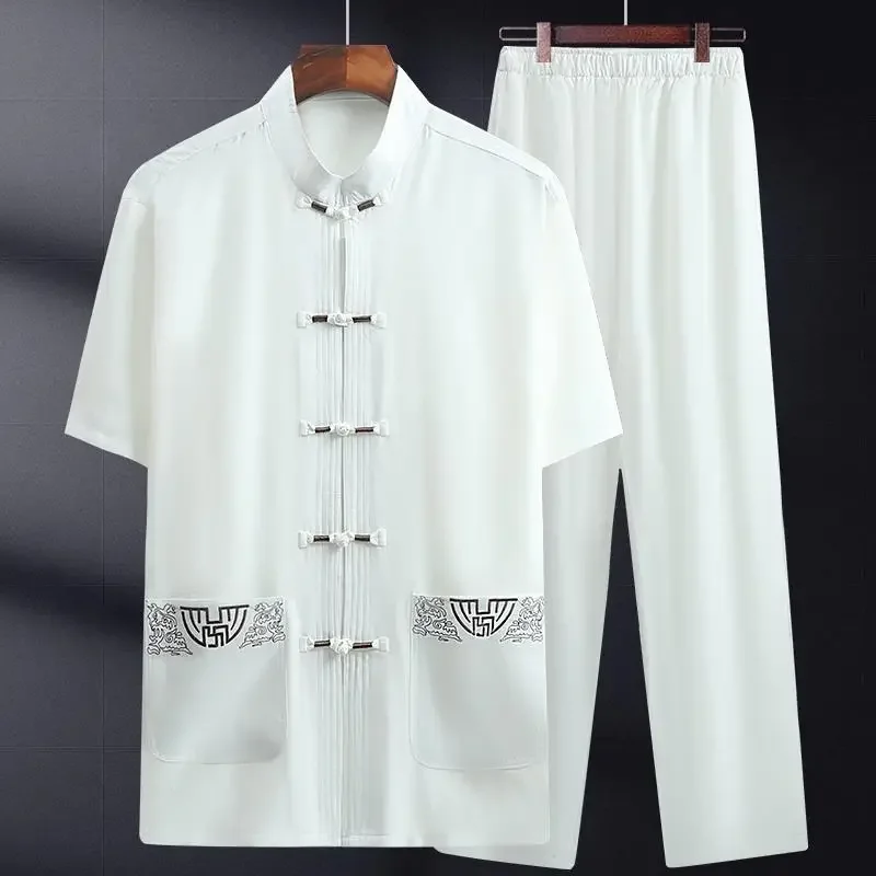 Middle-Aged And Elderly Men's Casual Tang Suit Chinese Style Summer Hanfu mens tang suit