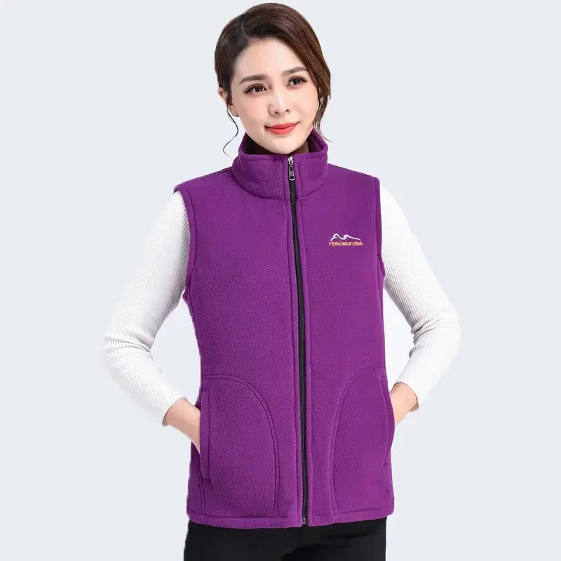 

Woman Jacket Vest Middle and Old Vest Women's Spring and Autumn Loose Large Size Fleece Warm Vest Top Chaleco Mujer