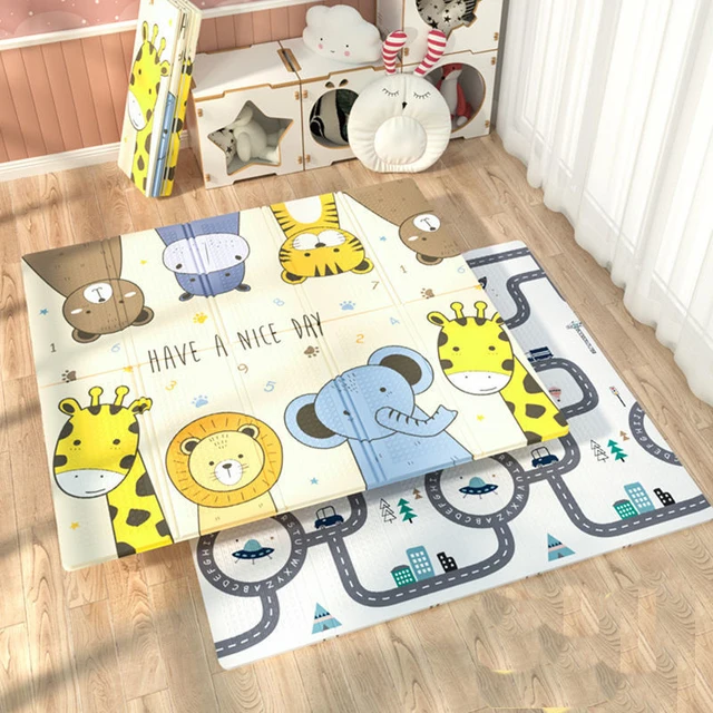 Alfombra de juego para bebé, 79 x 59 pulgadas para bebé, tapete de juego  plegable reversible para suelo, tapete de juego para niños, tapete de juego