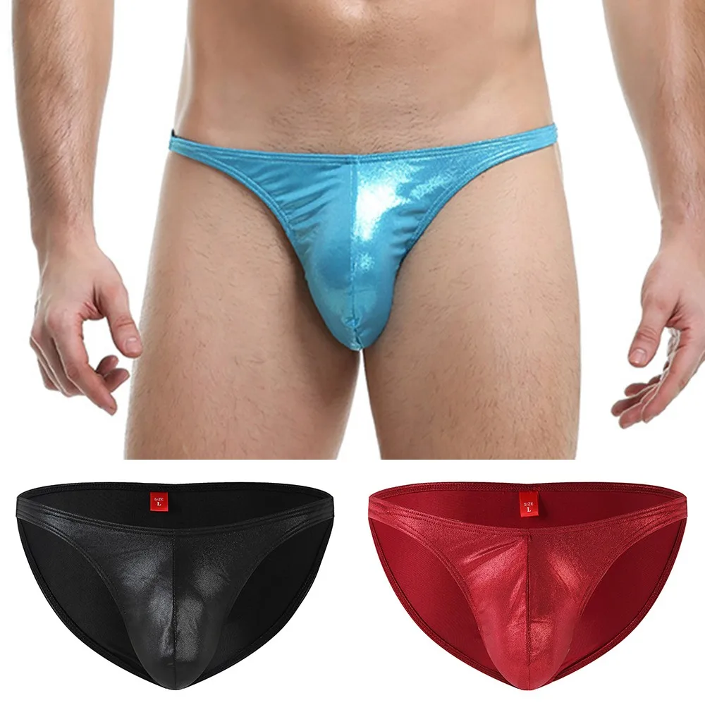 

Fashion New Sexy Mens Leather Bikini Youth Breathable Boxer Briefs Wet Look Butt Underwear For Boys Pouch Comfortable Underwear