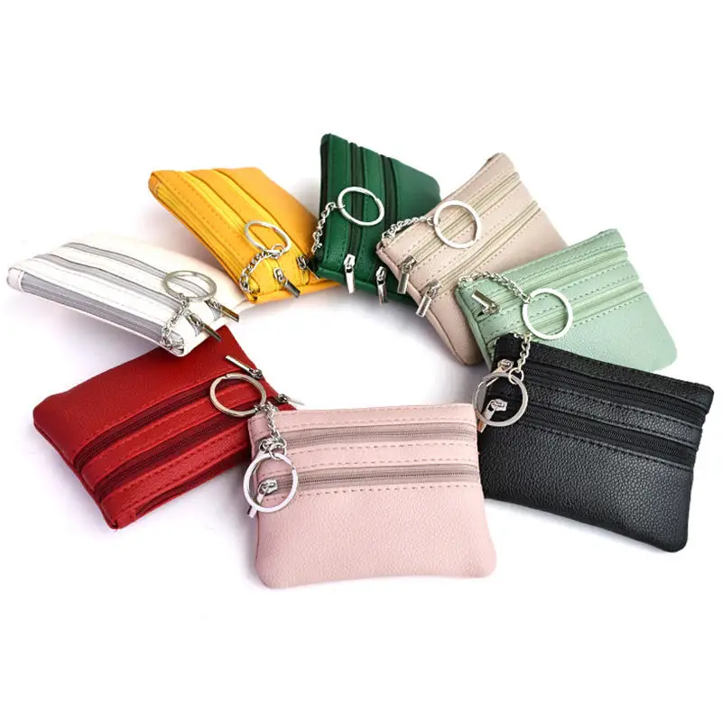 Premium PU Leather Coin Purse with Key Ring - Waterproof and Wear-Resistant Credit Card Holder