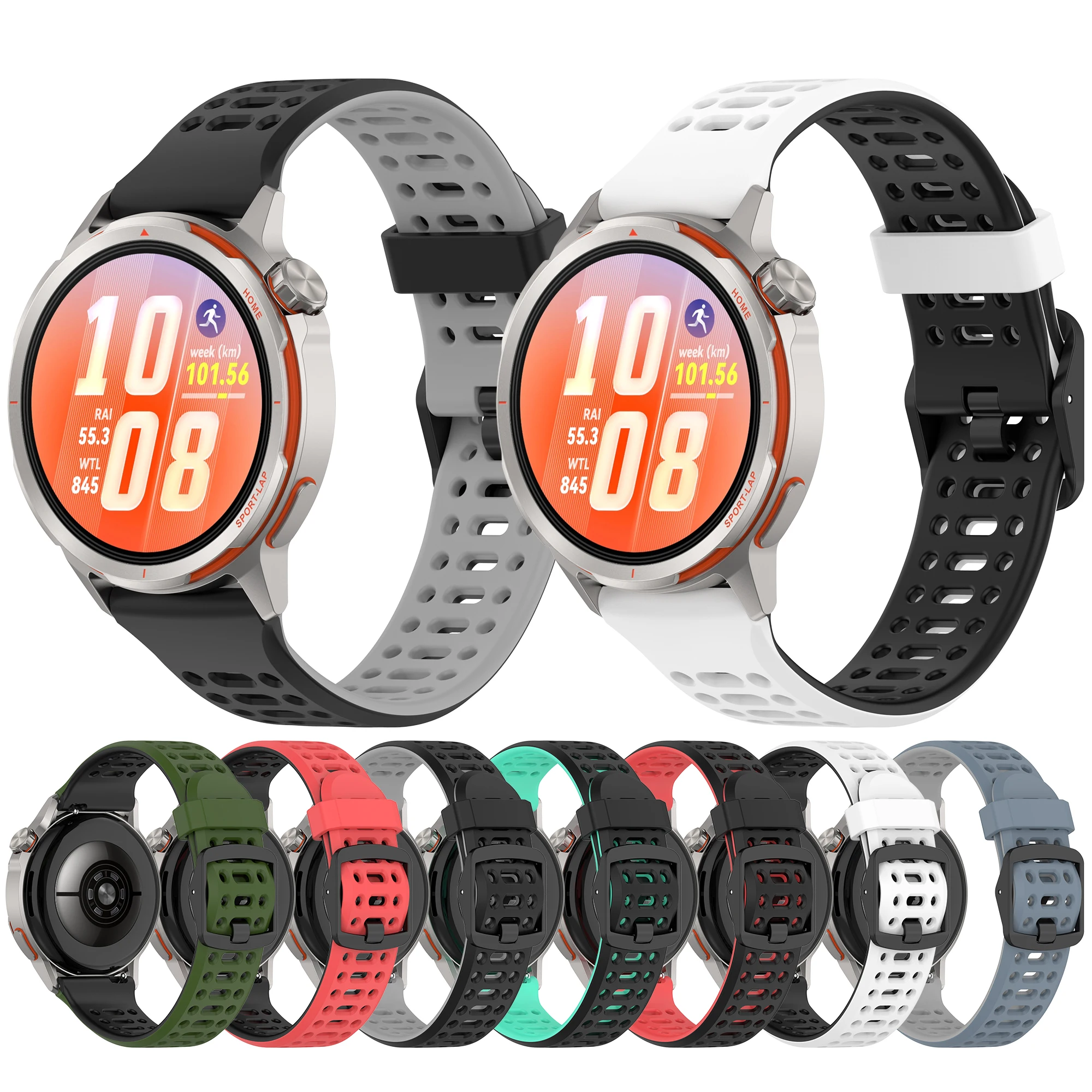 Breathable Sport Silicone Watch Band - 22mm Strap