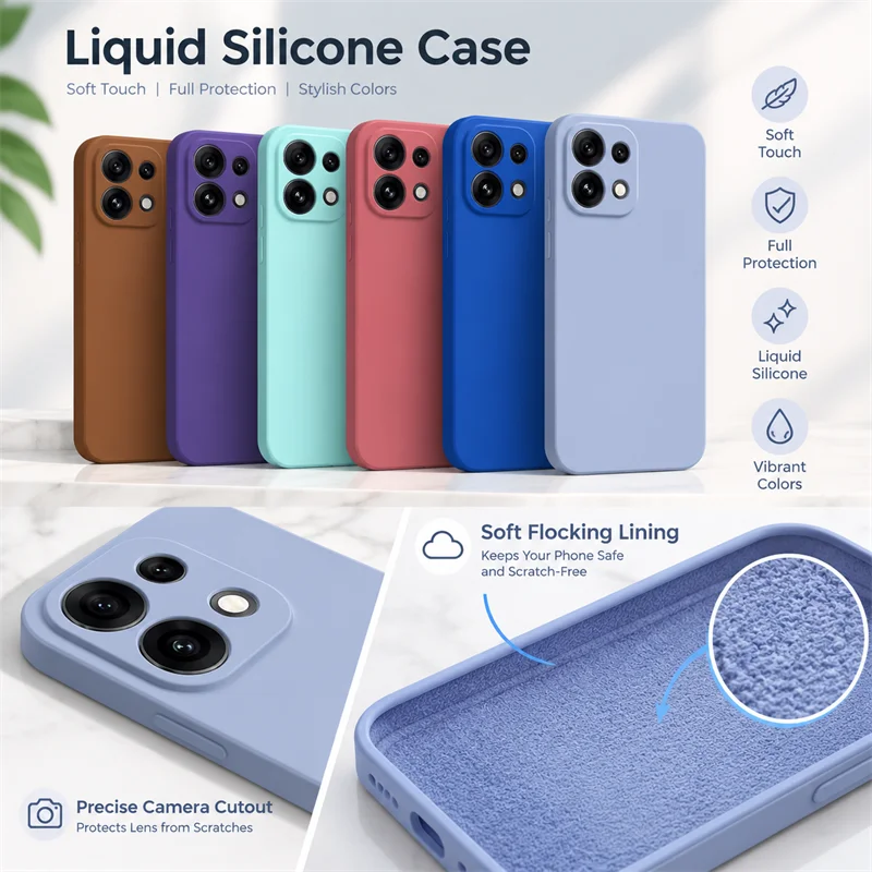 Square Liquid Silicone Shockproof Anti-Scratch Phone Case