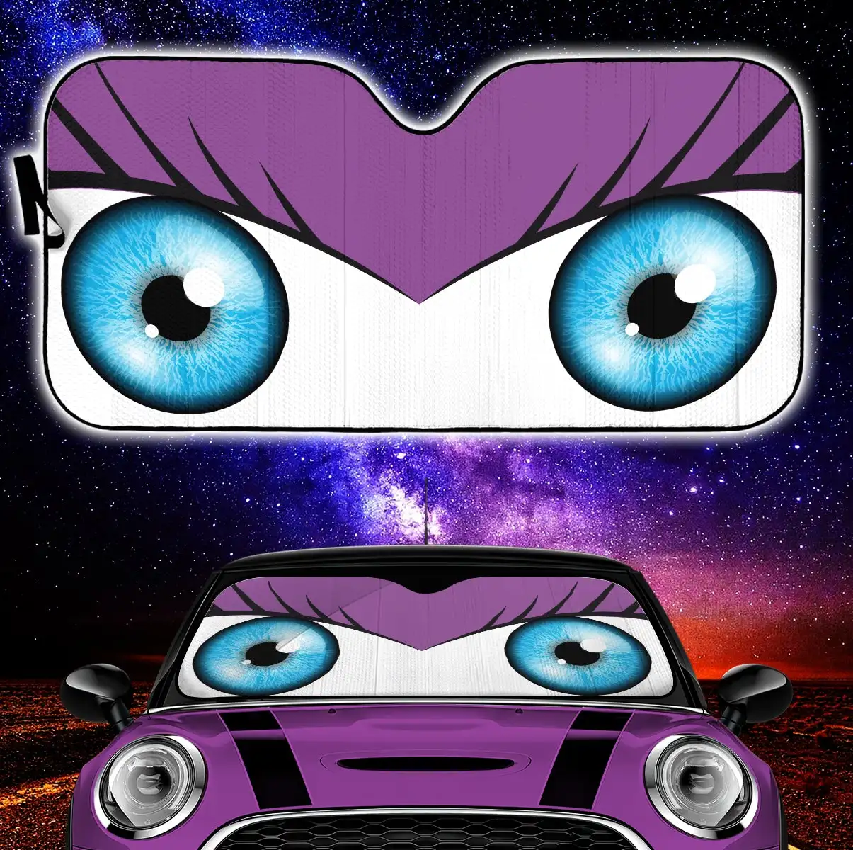 

Purple Cute Eyes Cartoon Auto Sun Shades
